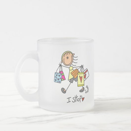 Ich kaufe T-Shirts und Geschenke Mattglastasse (Links)