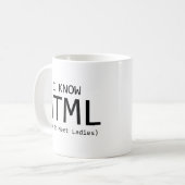 Ich kenne HTML (Wie man Ladys trifft) Kaffee-Tasse Kaffeetasse (Vorderseite Links)