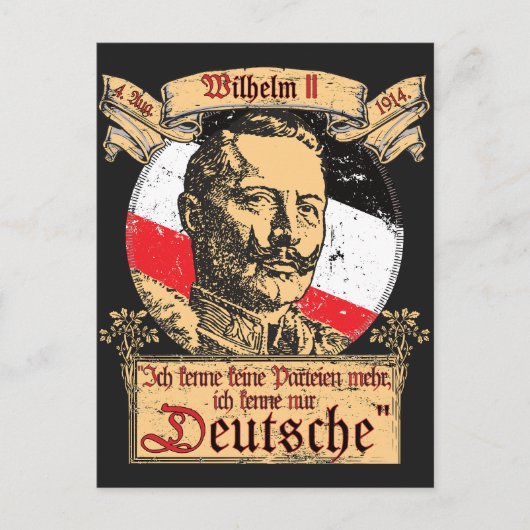 Ich Kenne Keine Parteien Mehr Zitat Kaiser Wilhelm Postkarte (Vorderseite)