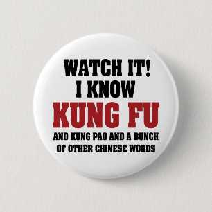 Ich kenne Kung Fu und Kung Pao - Lustige Kampfspor Button