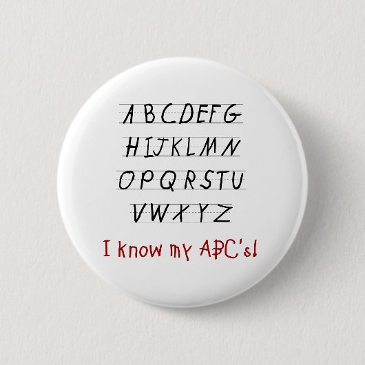 Ich kenne mein ABCs Button (Vorderseite)