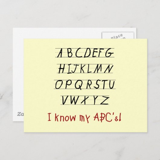 Ich kenne meine ABCs - Hemden und Geschenke Postkarte (Vorne/Hinten)