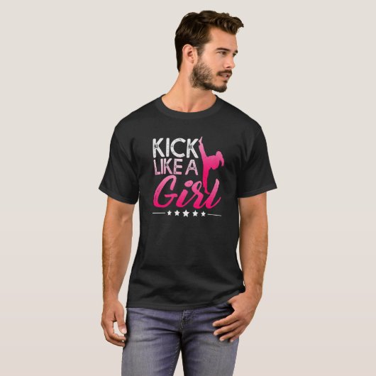 Ich kick wie ein Girl Karate Kickboxing Girl T-Shirt (Vorne ganz)