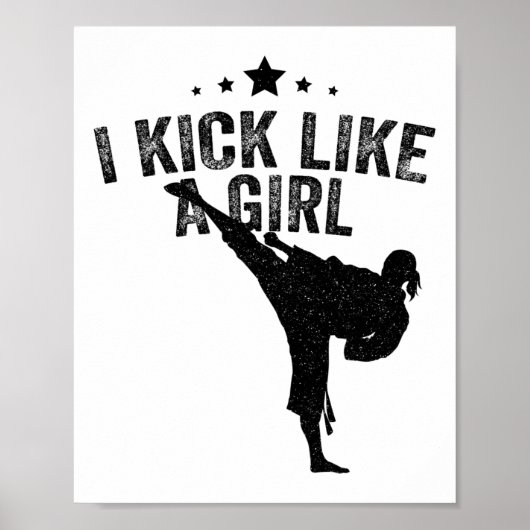 Ich kick wie ein Girl-Karate-Kickboxing-Mädchen Poster (Vorne)