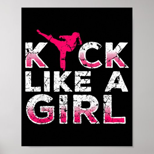 Ich kick wie ein Girl Karate Kickboxing Poster (Vorne)