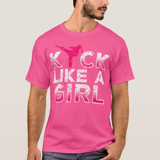 Ich kick wie eine Girl-Karate-Kickboxing-Girls T-Shirt (Vorderseite)