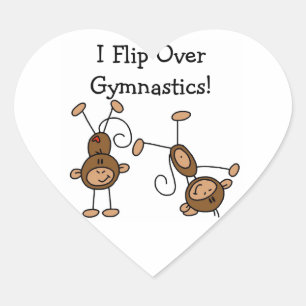 Ich kippe über die Gymnastik Herz-Aufkleber