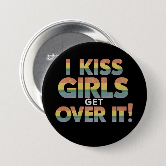Ich Kiss Girls überspringen es lustig lesbisch Button (Vorne & Hinten)