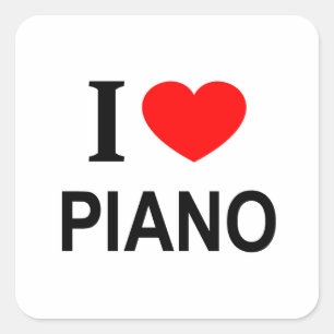 Ich ❤️ KLAVIER Ich liebe Klavier Ich Herz Klavier Quadratischer Aufkleber