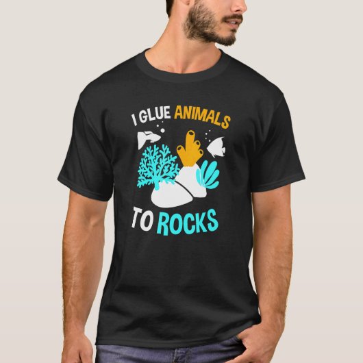 Ich klebe Tiere an Felsen - Fischtank oder Riffpfl T-Shirt (Vorderseite)
