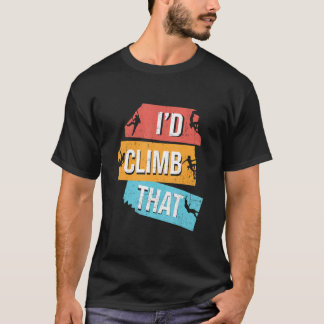 Ich klettere auf den Felskletter, der den Kletterk T-Shirt