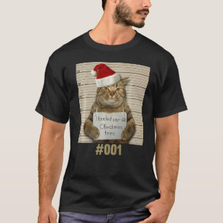 Ich klopfte über die Weihnachtsbaumkatze T-Shirt