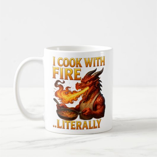 Ich koche mit Feuer... buchstäblich Drachen-Chef- Kaffeetasse (Links)