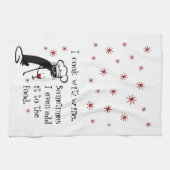 Ich koche mit Wein Funny Zitat mit Chat Geschirrtuch (Horizontal)