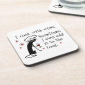 Ich koche mit Wein Funny Zitat mit Chat Getränkeuntersetzer (Linke Seite)