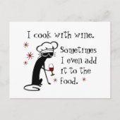 Ich koche mit Wein Funny Zitat mit Chat Postkarte (Vorderseite)
