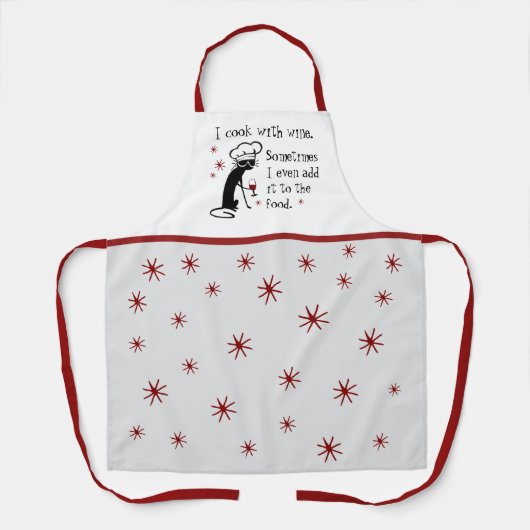 Ich koche mit Wein Funny Zitat mit Chat Schürze (Vorderseite)