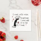 Ich koche mit Wein Funny Zitat mit Chat Serviette (Beispiel)