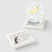 Ich koche mit Wein Funny Zitat mit Chat Steinuntersetzer (Seitenansicht)