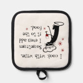 Ich koche mit Wein Funny Zitat mit Chat Topflappen (Vorderseite)