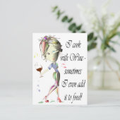 Ich koche mit Wein, hinzufüge manchmal Postkarte (Stehend Vorderseite)