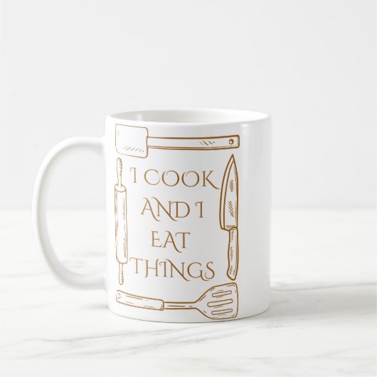 Ich koche und esse Sachen Funny Cooking Design Kaffeetasse (Links)