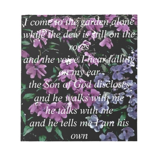 Ich komme allein im Garten Notizblock (Vorderseite)