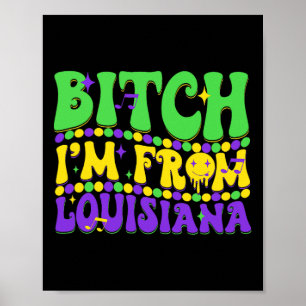 Ich komme aus Louisiana Mardi Gras Lilie Fat Tue Poster