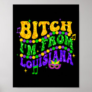Ich komme aus Louisiana Mardi Gras Lilie Fat Tue Poster