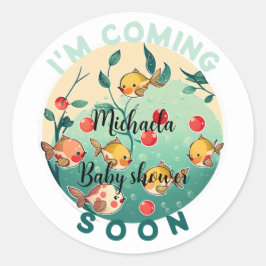 Ich komme bald zum Gelben Zwergfisch Baby Runder Aufkleber