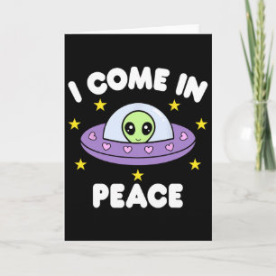 Ich komme in Frieden Lustiges Raumschiff Alien Paa Karte