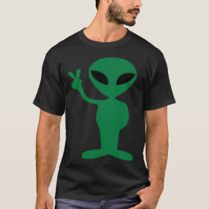 Ich komme in Peace Green Alien Peace Sign T-Shirt