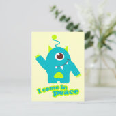 Ich komme nach der Friedenspostkarte Alien Postkarte (Stehend Vorderseite)