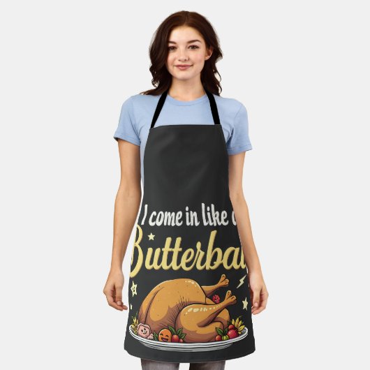 Ich komme wie ein Butterball-Türkei-Erntedank Schürze (Getragen)