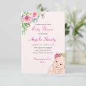 Ich komme zur Funny Stork Baby Shower Einladung (Stehend Vorderseite)