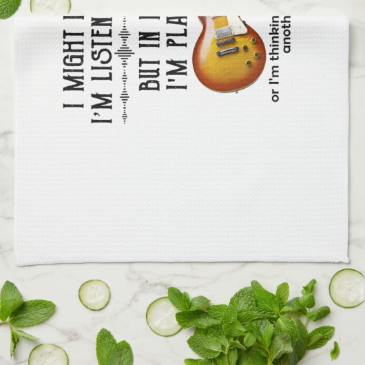 Ich könnte aussehen, als höre ich dir Gitarre spie Geschirrtuch (Gefaltet)