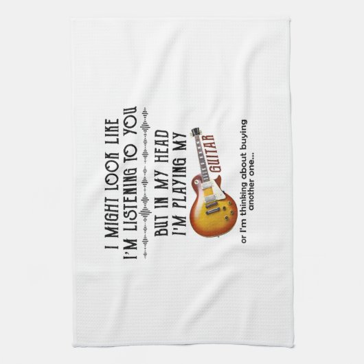 Ich könnte aussehen, als höre ich dir Gitarre spie Geschirrtuch (Vertikal)