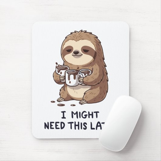 Ich könnte später Kaffee brauchen - Lazy Sloth Spa Mousepad (Mit Mouse)