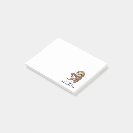 Ich könnte später Kaffee brauchen - Lazy Sloth Spa Post-it Klebezettel (angewinkelt)