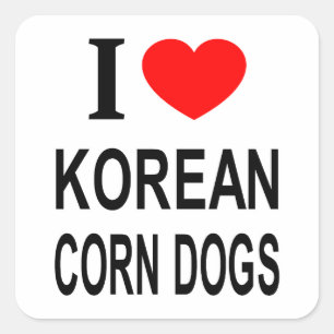 Ich ❤️ KOREANISCHE CORN DOGS Ich liebe koreanische Quadratischer Aufkleber