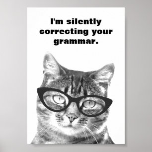 Ich korrigiere leise dein Grammatikkkatzenposter Poster