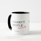 Ich korrigiere Leute Schwarzer lustiger Englischle Tasse (Vorderseite Links)