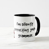 Ich korrigiere still Ihre Grammatik-kluge Eule Tasse (VorderseiteRechts)