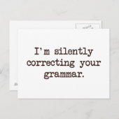Ich korrigiere stillschweigend dein Grammatik. Postkarte (Vorne/Hinten)