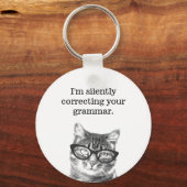 Ich korrigiere stillschweigend deinen Grammatikkat Schlüsselanhänger (Vorderseite)