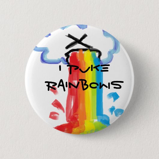 Ich kotze Regenbogen-Button Button (Vorderseite)
