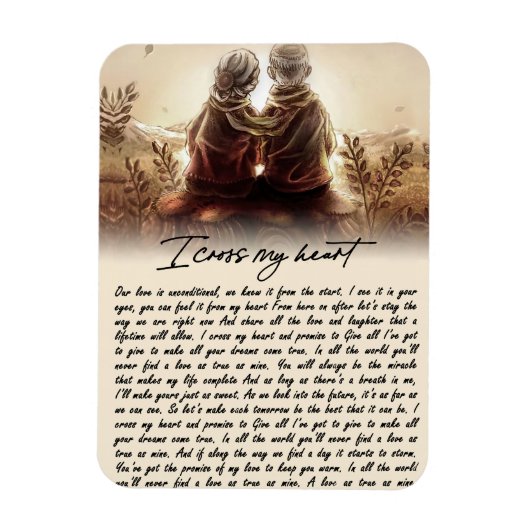 Ich kreuze mein Herz, goldenes Jubiläumsgeschenk Magnet (Vertikal)