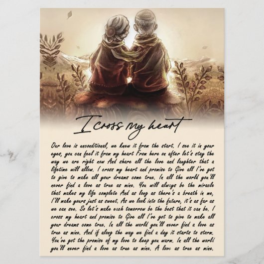 Ich kreuze mein Herz, goldenes Jubiläumsgeschenk Menükarte (Vorderseite)