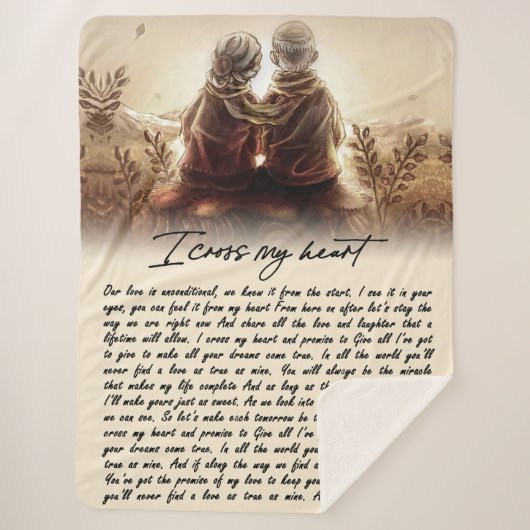 Ich kreuze mein Herz, goldenes Jubiläumsgeschenk Sherpadecke (Vorderseite)