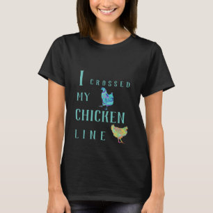 Ich kreuzte meine Huhn-Linie Spaß-bunte Tierkunst T-Shirt